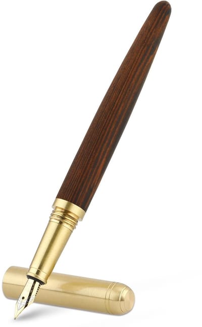 Dailygoods- Houten Vulpen Handgemaakt - Vintage Luxe Pen - 0,5 mm Fijne Punt - Zakelijke Pen - Soepel Schrijven - 14,8 cm Lengte - Vulpennenset