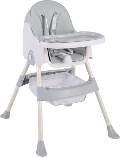 K IKIDO Baby Eetstoel - Kinderstoel - Babytafelstoel - Opvouwbare Eetstoel - Multifunctionele Babystoel Voor Aan Tafel - Dubbele Plaat - Waterdicht - Kinderzetel - Grijs