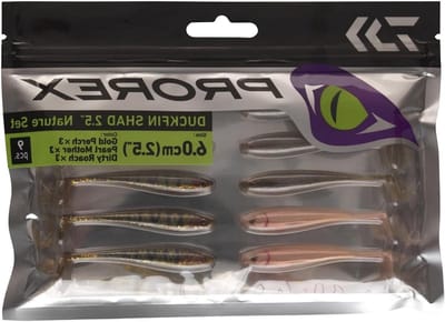 Duckfin Shad Set - Rubberen visset - Vissen - Natuurlijke set - 6 stuks - Natuur