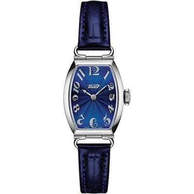 Tissot Porto Serie Quartz Uurwerk 30 Meter Waterbestendig Horloge 28 Mm 22 X 28 Mm Blauwe Wijzerplaat Roestvrijstalen Kast Leren Band T128.109.16.042.00 Blue Dial blue