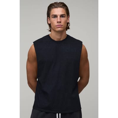 Zwart Regular Spray Wash Tanktop | Black | Size Medium