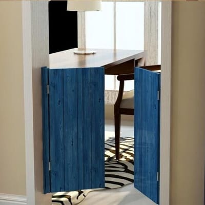 Houten cafédeur - Draaideur interieur - Ruimte verdelen - Zelfsluitend - 75 cm breed - Blauw