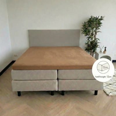 Kayori Eji Topper Egyptisch perkal - 180x200cm - Matrasdikte 12cm - Crispy Hotelgevoel - Taupe