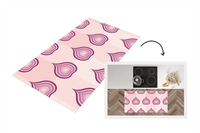 Keukenloper - Loper keuken - Paars - Patronen - Uien - 120x60 cm - Keukenloper vinyl