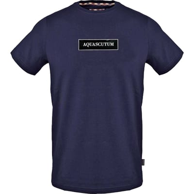 Aquascutum Heren T-shirt katoen met logo (Marine)
