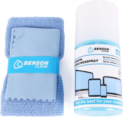 Benson Schermreinigingsset - 200 ml reiniger - inclusief 2 doeken - alcoholvrij - streepvrij