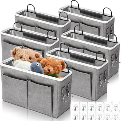 Hangende Opbergmanden - Wand Organizer - Kamer Ordenen - Met Metalen Frame - 6 Stuks 4 Inch - Grijs