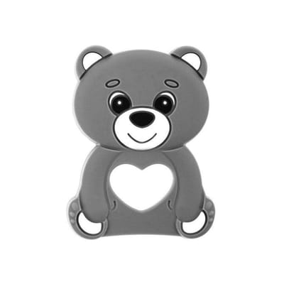 Akuku | Teddybeer | siliconen bijtring | hanger | grijs 0+ maanden