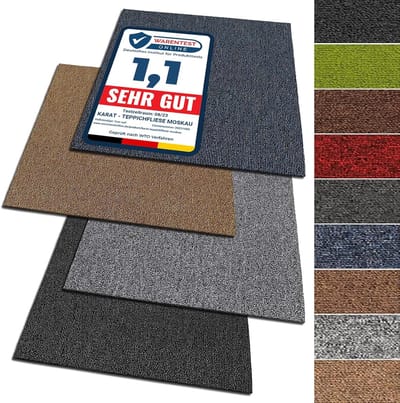 FLOORDIREKT Tapijttegels Moscow - 50x50cm - Zelfdragend - 4 Delige Set - 1m² - Slijtvaste Tapijtvloer met Hoogwaardige Lussenpool voor Thuis & op Kantoor - Antistatisch met Bitumen Rug - Rood