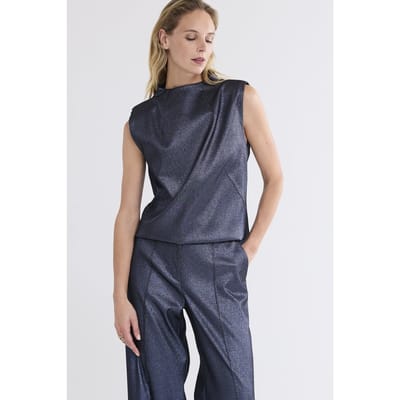 Summum Woman Top Glitter Royal Blue Maat: 38 | Blouses Outlet | Dames | Blauw
