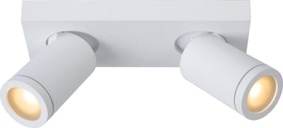 Lucide TAYLOR - Plafondspot (Plafondlamp) Badkamer - LED Dim to warm - GU10 - 2x5W 2200K/3000K - IP44 - Wit