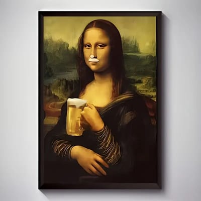Canvas poster - Posters - Mona Lisa biersnor - muurposter - binnenposter - Mona Lisa - muur posters - vintage posters - Kado - Zonder lijst - Ik ben toe aan wijn - Posters - Vintage posters - Trendy