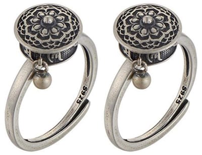 Dailygoods- Lotus-ring 2 stuks - Tibetaanse Ringen - Roterende Gebedsmolen - Messing - Hypoallergeen - Verstelbare Opening - Gebedsring