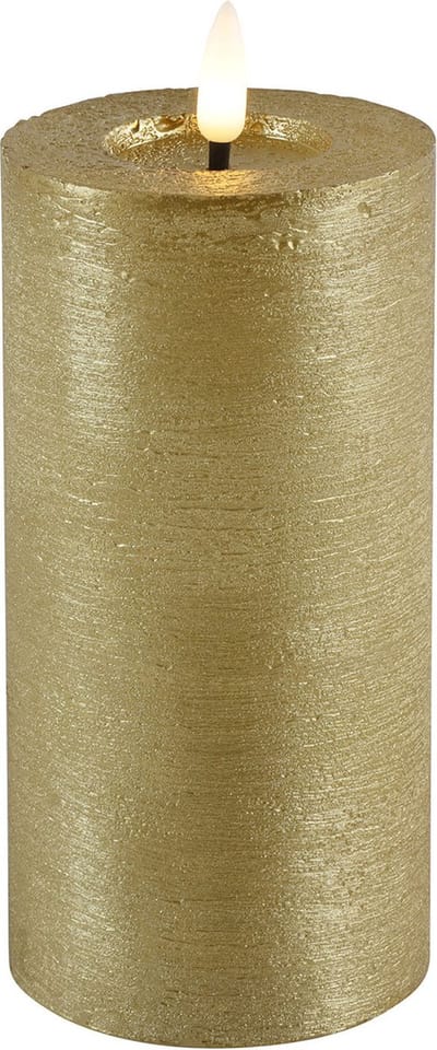 Countryfield Lyon LED kaars/stompkaars - goud - D7,5 x H15 cm - timer