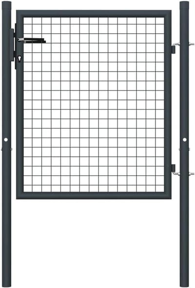 Tidyard Tuinhek van grijs stalen net, tuinhek, metalen poort, stalen poort, buitenpoort 100 x 125 cm/100 x 200 cm