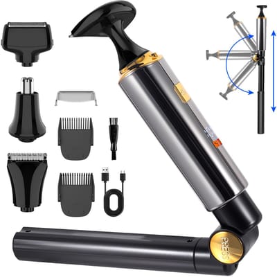 HATTEKER 4-in-1 Lichaamstrimmer Set - Rugtrimmer, Baardtrimmer, Neus-/Oortrimmer & Precisietrimmer - LED Display - Verbeterde