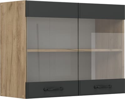 Vicco R-Line Glazen keukenkast – 80 cm Antraciet landhuis