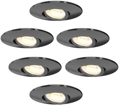 Ledvion - 6x LED Inbouwspot - Zwart - 6W - CCT 2200K-4000K - Ø96mm - Dimbaar - RVS - IP65