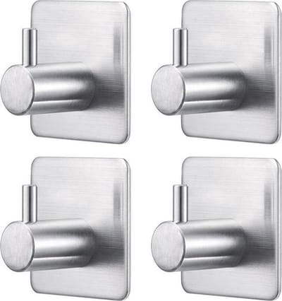 Jumada's Handdoekhaak set - Zonder boren - Zelfklevend - Zilver - 4 stuks