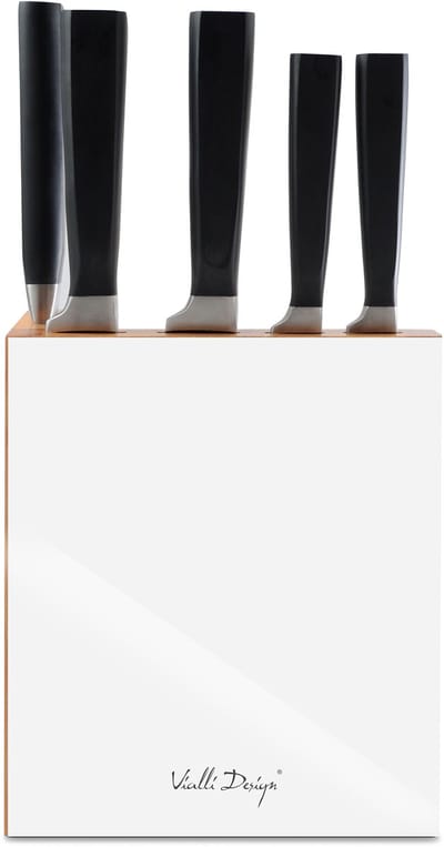 Vialli Design - FINO - Messenset met messenblok - RVS - Hout - Wit