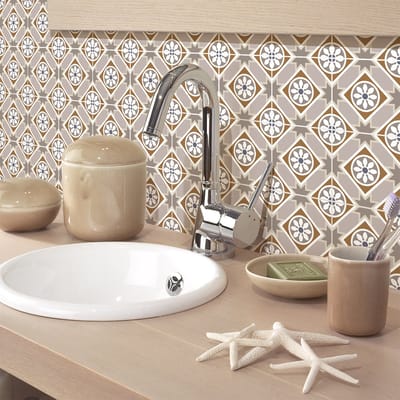 Zelfklevende muurstickers met tegelmotief voor keuken en badkamer - 9 Mataro Azulejo cementtegelstickers - 9 stickers van 20x20 cm