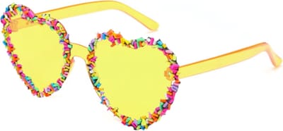 Party Sprinkle Confetti Bril - Hart Geel | Kunststof / Plastic | Fashion Favorite
