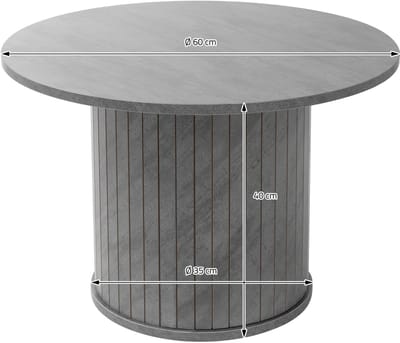 Salontafel rond Ø60 x 40 cm, betonlook, grijs, woonkamertafel ML design