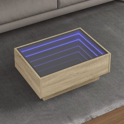 vidaXL - Salontafel - met - LED - 70x50x30 - cm - bewerkt - hout - sonoma - eikenkleurig