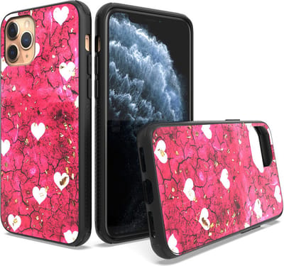 ZT Silicone telefoonhoesje met print Geschikt voor: iPhone 11 - Pink Hearts - ZT Accessoires