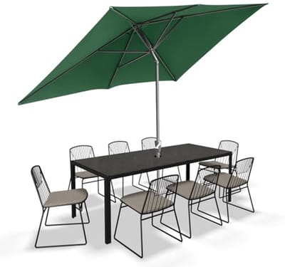 Parasol Rechthoekig - Terrasscherm Zonnescherm - Buiten Zitten - Kantelbaar Met Led - 200 x 140 cm - Antraciet