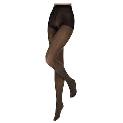 Morethansocks - Dames Panty - Lurex ribdessin - 40 denier - Maat S t/m XXL - Semi transparant - Satijnglans panty