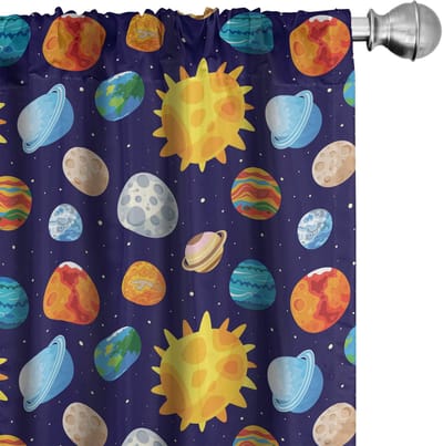 ABAKUHAUS – Ruimte gordijnen 2x75x245 cm – Indigo en Multicolor – Digitaal bedrukt