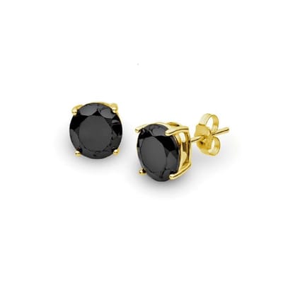 Zilveren Oorknop rond Black (LENGTE 3MM)
