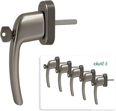 SILISTO Raamkruk met slot SKG Aluminium EV1, Draai- en Kiepfunctie, 5 Stuks, 40 mm Stift, Afsluitbare handgreep voor ramen en deuren, Push lock slot, Veiligheidsniveau 2, incl. Schroeven en sleutel
