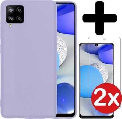 Hoesje - Met 2x Screenprotector - Geschikt voor Samsung Galaxy A42 - Sterk & Shockproof - Telefoon Hoes - Back Cover - Siliconen Case - Telefoonhoes - Lila