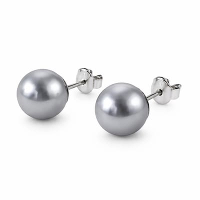 Behave Parel Oorstekers 8 mm Grijs / Zilver – Klassieke Pareloorbellen Dames – Oorknopjes – Nikkelvrij – Cadeau voor Haar
