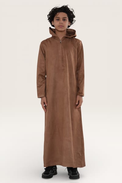 Kinderen Jongens Bruine Capuchon Eid Marokkaanse Jubba Gewaad Ramadan Eid Thobe LFS - K-HM12