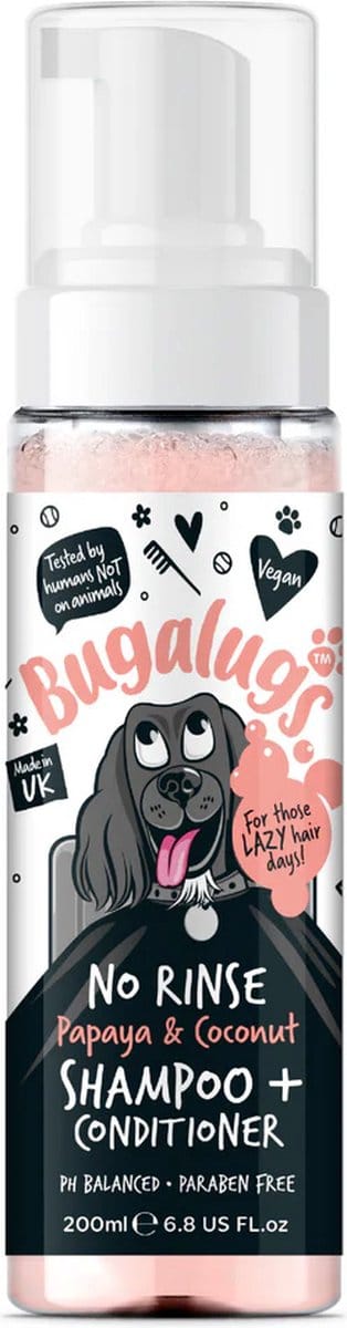 Bugalugs - 2-in-1 Hondenshampoo en conditioner - Papaja & kokosnoot - No rinse - Alle vachttypes - Vegan - 200 ml