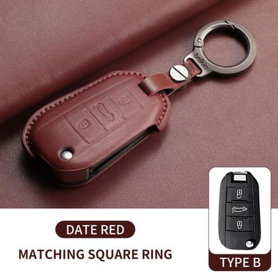 Autosleutelhoesje Cover Voor Peugeot 208 2008 308 3008 508 408 Citroen C3 C4 C5 C6 C8 Leer Auto Sleutel Beschermd Vervangende Shell Sleutelhanger brown