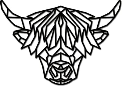 Hout-Kado - Schotse Hooglander - Medium - Zwart - Geometrische dieren en vormen - Houten Wanddecoratie