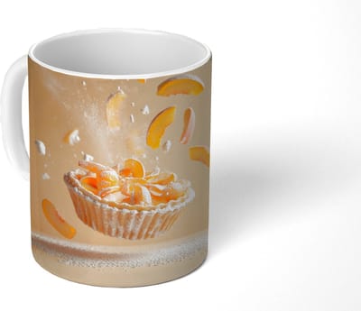 Mok - Koffiemok - Peach - Eten - Taart - Oranje - Mokken - 350 ML - Beker - Koffiemokken - Theemok