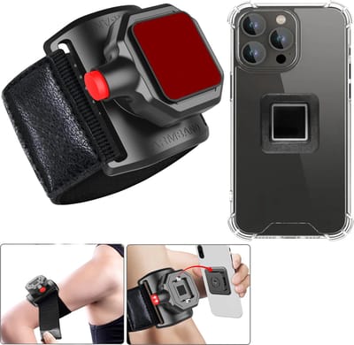 Sportarmband Met Magneet met Backcover Hoesje Geschikt voor: iPhone 15 Pro Max - Polsband - Sportband - Hardloop Armband - Bevestiging Pols of Arm - Hardlopen - Hardloopband