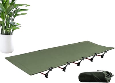 Kampeerbed - Opvouwbaar Logeerbed - Buiten Ontspannen - Robuust Aluminium Frame - 192x65x16cm - Legergroen