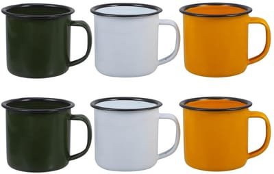 Dailygoods- Kopjes Set van 6 - Geëmailleerde Bekers - Vintage Stijl - Drinkbeker - Koffiebeker - Hoogwaardige Kwaliteit - 6 x 6 x 6 cm - Drinkbekers