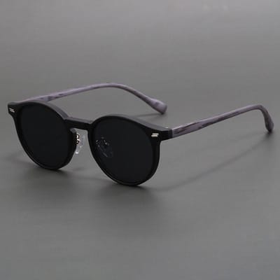 Lunettes de soleil rondes style rétro pour femmes pour hommes Lunettes cercle hippie Lunettes de soleil stylées pour la conduite les sports le plein air le cyclisme Avec lunettes black