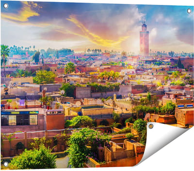 Gards Tuinposter Medina van Marrakesh in Marokko - 80x60 cm - Tuindoek - Tuindecoratie - Wanddecoratie buiten - Tuinschilderij
