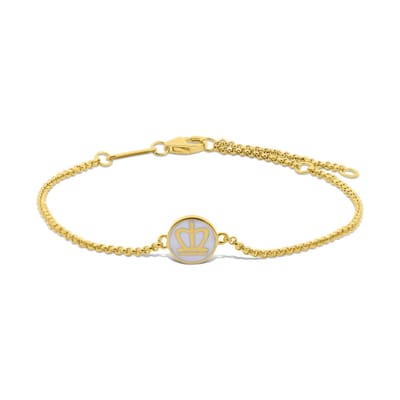 New Bling 9LA-20031 Zilveren Armbandje met Kroontje - 8,5mm Doorsnee - Wit - 16+2+3cm - Rhodium - Zilver