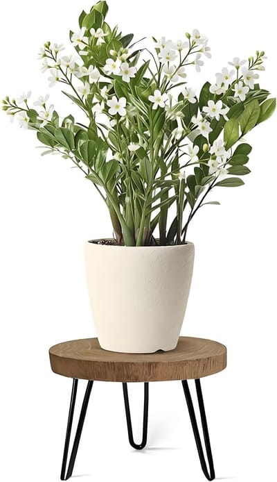 Plantenstandaard van hout, bloemenstandaard zwart Plantenstandaard Bloemenkruk van hout Plantenkruk met 3 poten Bijzettafel rond Hoge belasting voor huis Tuin Binnen Buiten Decoratie