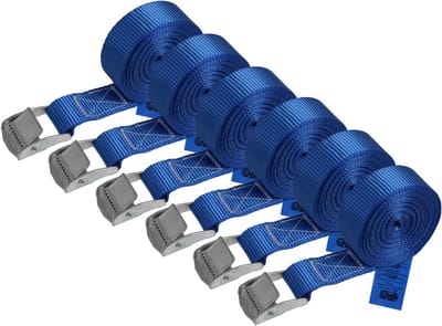 Spanband set met klemgesp - Sterke Bevestigingsband Blauw - 250 kg trekkracht - DIN EN 12195-2