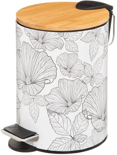 Badkamer Afvalemmer - Prullenbak Pedaal - Hygiënisch Werken - Soft-close Deksel - 3 Liter - Zwart Wit